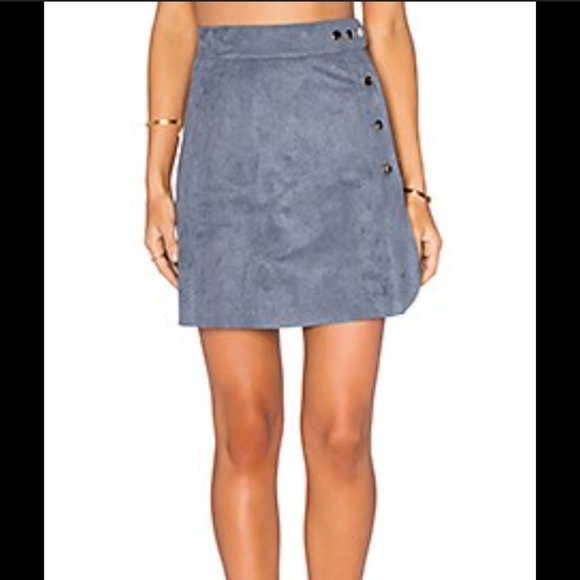 1ST STATE BRAND CONTEMPORARY FAUX  SUEDE A LINE WRAP AROUND skirt large - Picture 3 of 13